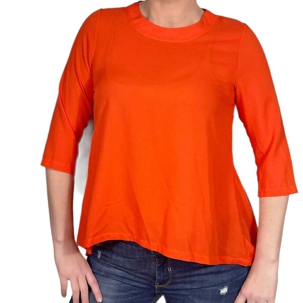 Elfin Orange Back Slit Top